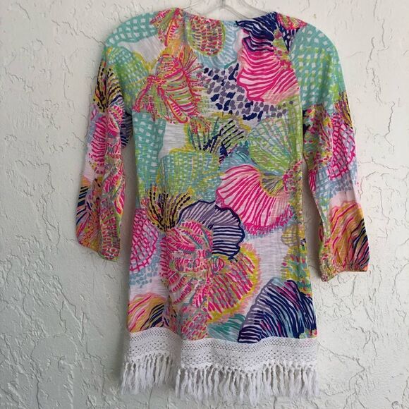 LILLY PULITZER‎ Alia Fringe Blouse in Roar of the Seas Size XXS - Picture 7 of 11